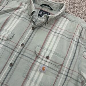 Carhartt Loose Fit Midweight Short Sleeve Plaid Buttoned Shirt Mens 2XL
